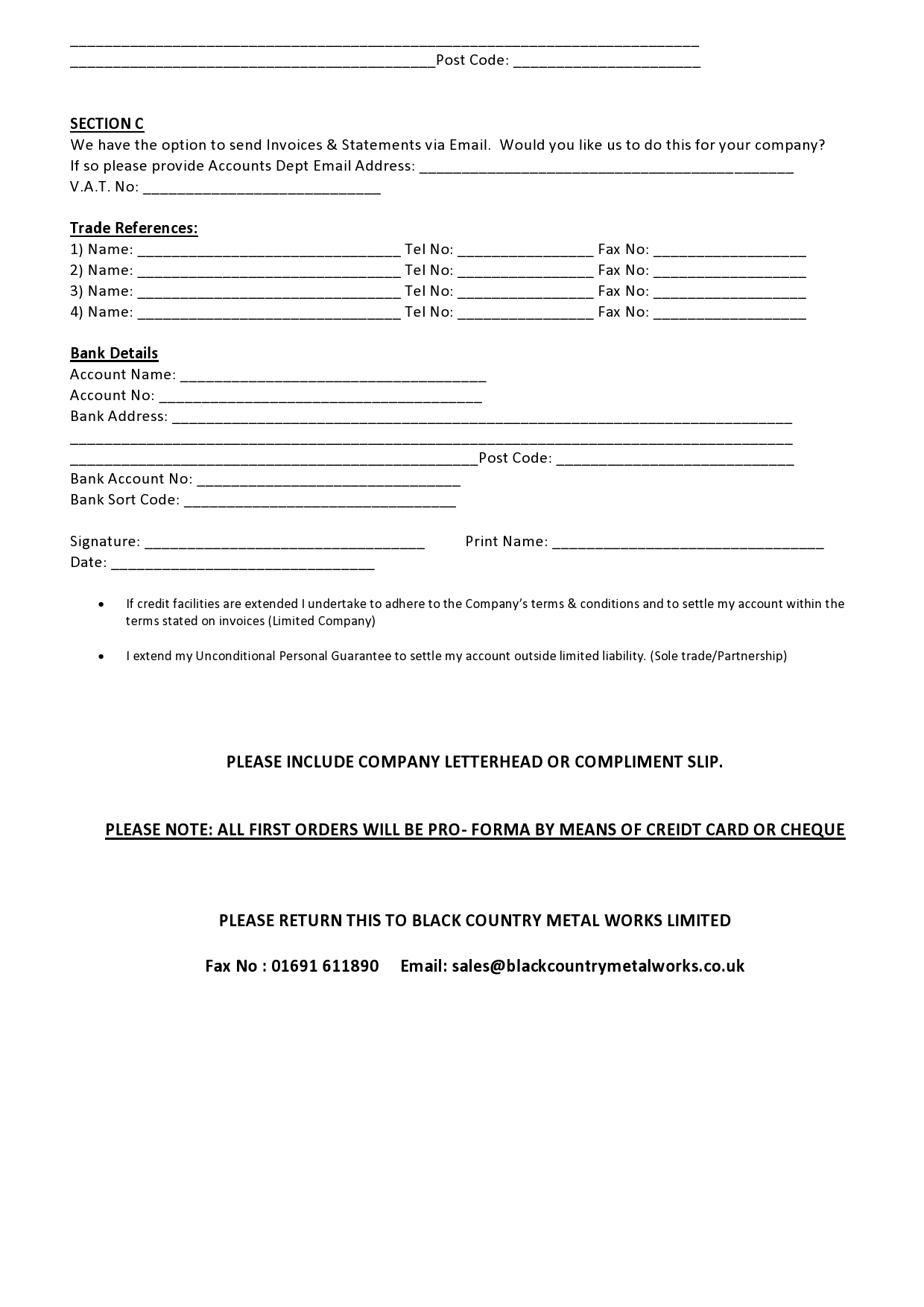 Trade Application Form Page 2